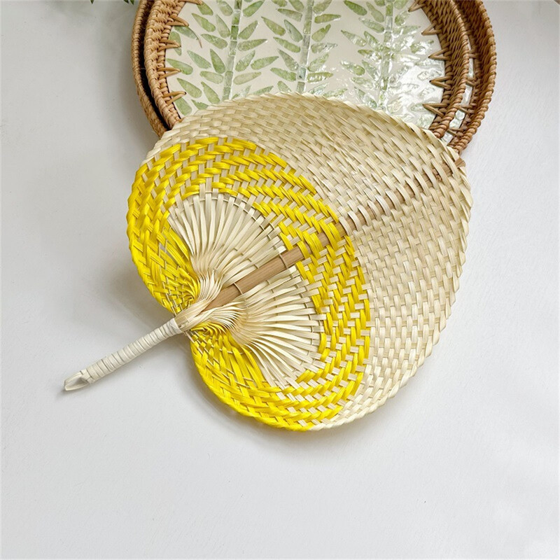 1 vnt. Rankų darbo šiaudeliais austos vėduoklės amatų vasaros aušinimo ventiliatorius bambuko palmės lapelis rankomis austas rankų ventiliatorius namų vestuvių dekoravimas