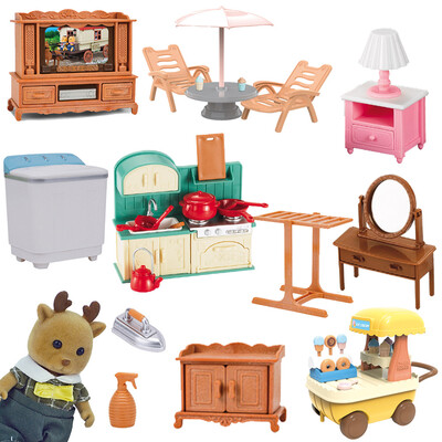 Forest Family Doll 1:12 Babaház Konyhai Kiegészítők Mini modell Rénszarvas Állat Miniatűr Bútor Színjáték Lányoknak Ajándékok