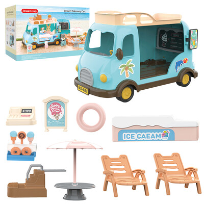 Lėlių namelio miniatiūriniai baldai 1/12 Miško šeimos zuikis mokyklinis autobusas Šiaurės elnių lėlės modeliavimo priedai Žaidimų namelis mergaitei Dovana