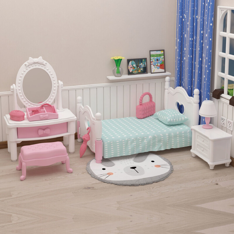 1/12 Domček pre bábiky Nábytok Obývačka Spálňa Kuchyňa Kúpeľňa Súprava Les Zvieracia Rodina Miniatúrna Simulácia Bábiky Príslušenstvo DIY Hračka