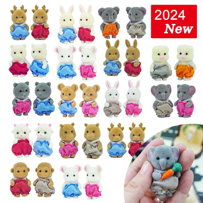 Iepuraș de Paște Simulare Animal de pădure Jucării pentru bebeluși Iepure Familie Păpuși Cifre de casă de păpuși Jucărie de colecție 4,5 cm Set de mobilier Cadou