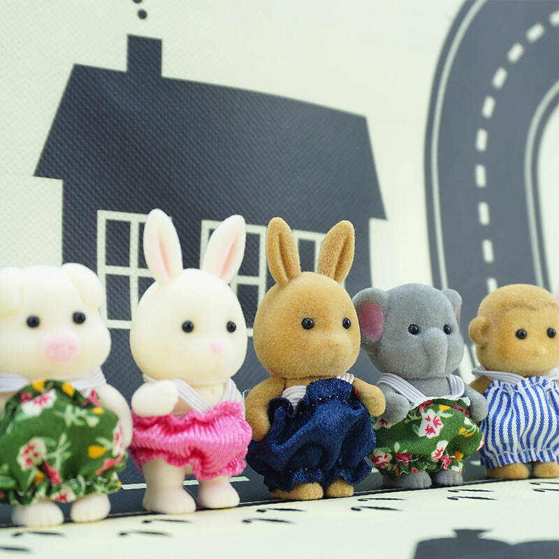 Velykų zuikio modeliavimas Miško gyvūno kūdikių žaislai Triušių šeimos lėlės Lėlių namelio figūrėlės Kolekcinis žaislas 4,5 cm baldų komplektas, dovana