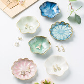 Miniatúrny tácok na šperky Lotus, keramický prsteň, náhrdelník, miska na kľúče, roztomilý držiak na prsteň, dievčenská spálňa, organizér, bytová dekorácia