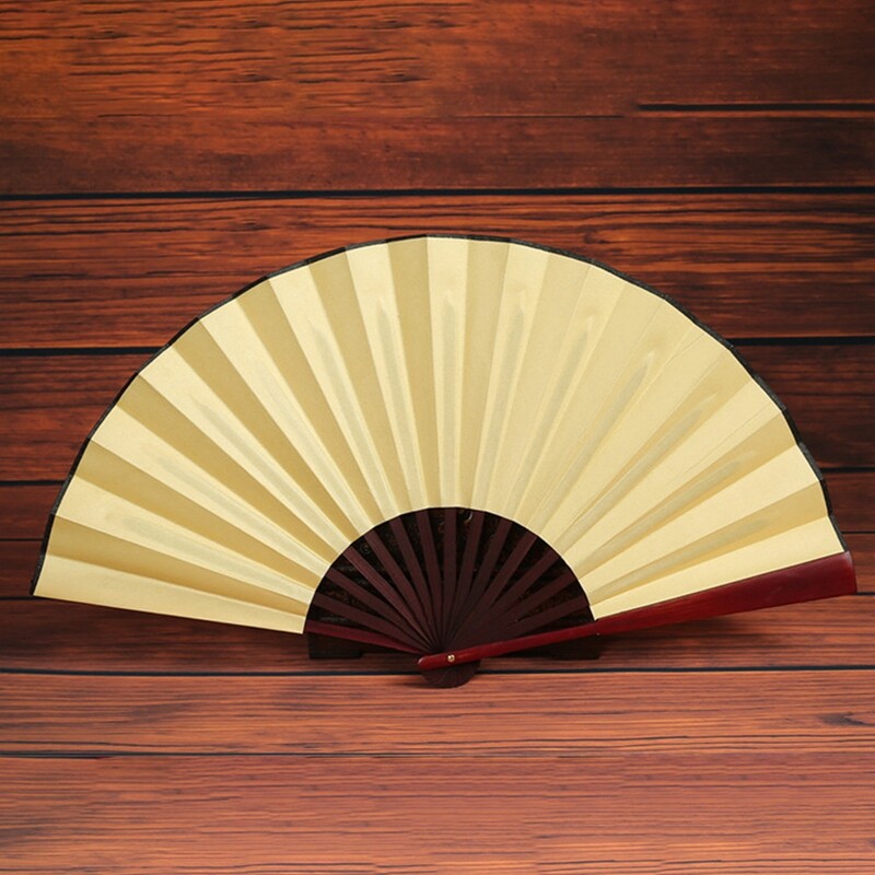 8 hüvelyk üres, összecsukható ventilátor, keleti stílusú, kézi ventilátor, összecsukható selyemszövet ventilátor, barkácsolás, írás és festés diákoknak kávézó