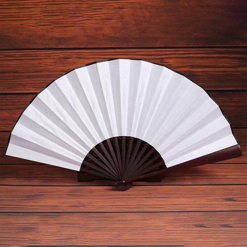 8 hüvelyk üres, összecsukható ventilátor, keleti stílusú, kézi ventilátor, összecsukható selyemszövet ventilátor, barkácsolás, írás és festés diákoknak kávézó