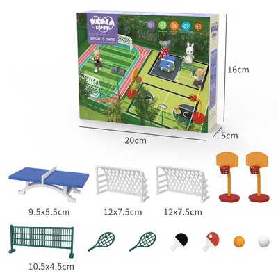 1/12 Forest Family Животни Футболна игра Спортен костюм Модел Куклена къща Миниатюрен аксесоар Баскетбол Играчки за деца Подаръци за рожден ден