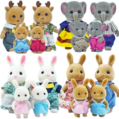 Familyes Forest Animal 1:12 Scale Dollhouse Miniatures Accessorie Rabbit Bear Reindeer Calico Critter Presture Play For Girl Gift