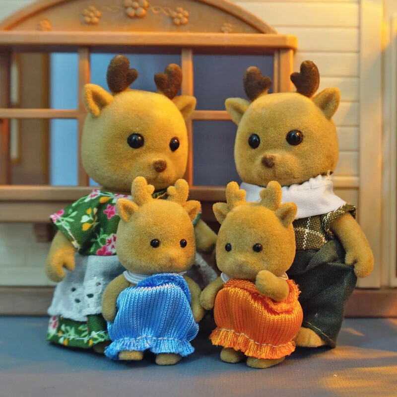 Rodinné lesné zvieratá v mierke 1:12, miniatúry pre bábiky, doplnok, králik, medveď, sob, kaliko, hračka na hranie, darček pre dievča.