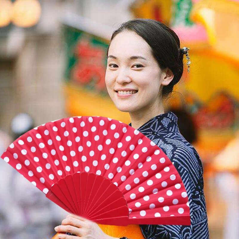 9 farieb Elegantné plastové španielske ručné vejáre Japonské bodky Ručne skladacie vejáre Darčeky Flamenco Show