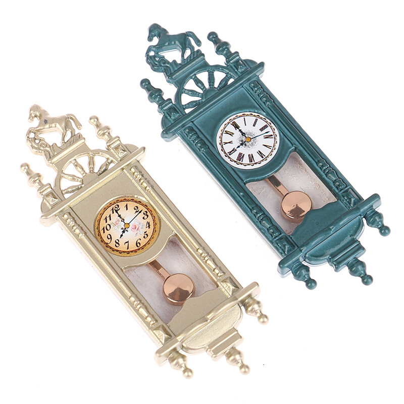 1PC Doll House Scene Recvisit Mini Retro Roman Clock Obývacia izba Dekorácia Prívesok Clock