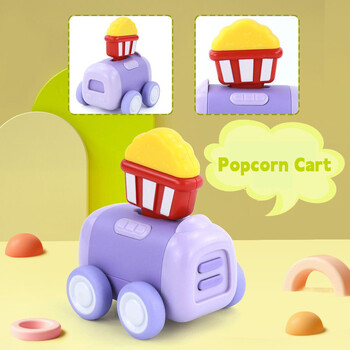 6 στυλ Gourmet Cartoon Q Έκδοση Mini Pull-back Car Fries Burger Swing Inertia Toy Dollhouse Boy Toy Παιδικό δώρο γενεθλίων