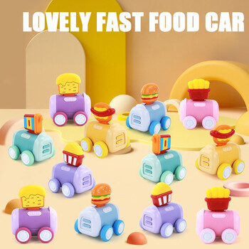 6 στυλ Gourmet Cartoon Q Έκδοση Mini Pull-back Car Fries Burger Swing Inertia Toy Dollhouse Boy Toy Παιδικό δώρο γενεθλίων