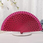 Flamenco španielsky drevený skladací vejár s bodkami, moderný klasický vintage drevený ručný vejár na tanečné vystúpenia, párty