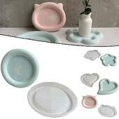 Kerek virágos betontálca szilikon forma medve szerelem szív alátét gipsz agyag tároló tálca ékszer kijelző lemez gyanta formák