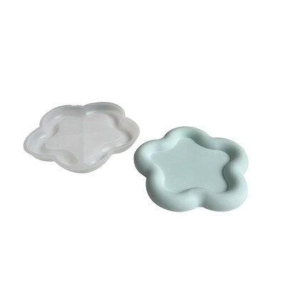 Kerek virágos betontálca szilikon forma medve szerelem szív alátét gipsz agyag tároló tálca ékszer kijelző lemez gyanta formák