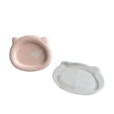 Kerek virágos betontálca szilikon forma medve szerelem szív alátét gipsz agyag tároló tálca ékszer kijelző lemez gyanta formák