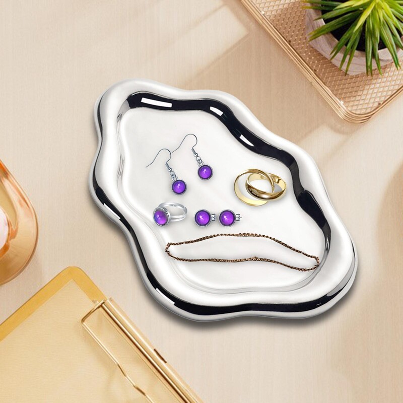 Керамичен съд за бижута Неправилен поднос за бижута Органайзер за бижута за дъщеря съпруга Жени Момичета Подаръци за шаферки