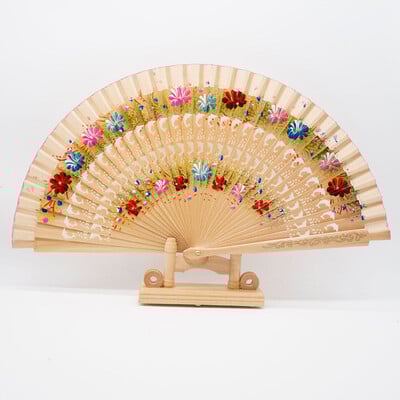 Fa spanyol legyező tánchoz Színes virágmintás összecsukható legyező tánc Kézi legyezőparti Esküvői kellékek Kézműves ajándékok