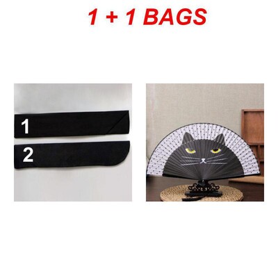 1 db 21 cm-es japán stílusú macska mintás bambusz összecsukható ventilátor női szép rajzfilm cica kézlegyezők kimonó fürdőköpeny legyezők kézműves dekoráció