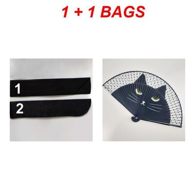 1 db 21 cm-es japán stílusú macska mintás bambusz összecsukható ventilátor női szép rajzfilm cica kézlegyezők kimonó fürdőköpeny legyezők kézműves dekoráció