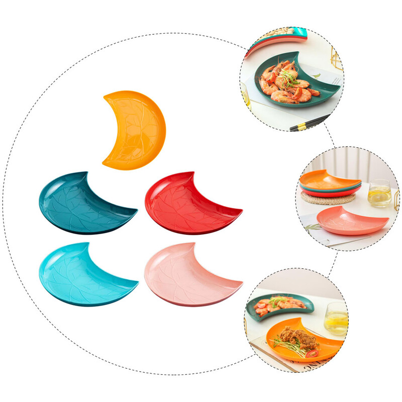 5 buc. Recipient pentru prăjituri Vas drăguț pentru aperitiv Tavă din ceramică pentru gustări Farfurie pentru condimente Vasă în formă de lună