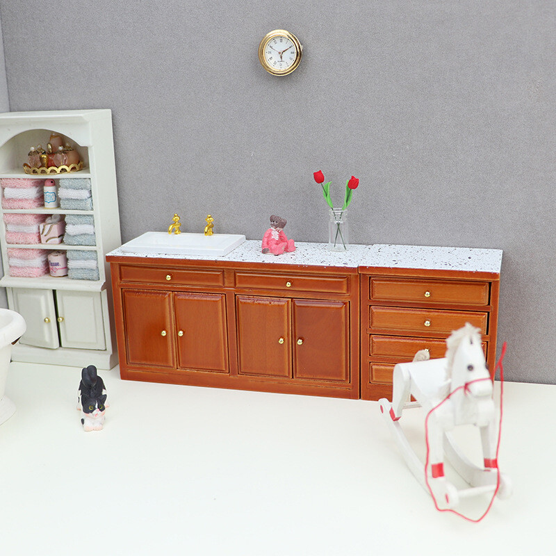 1:12 Domček pre bábiky Miniatúrna skriňa Drez Komoda so zásuvkami Knižnica Model Šatník Úložný priestor Skrinka Nábytok Domček pre bábiky Príslušenstvo