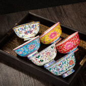 Jingdezhen - keramická miska, čínsky riad, miska z kostného porcelánu na ryžu, ručne vyrobená, krásny kvetinový vzor, darčeková porcelánová miska