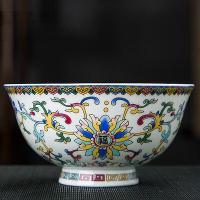Jingdezhen - keramická miska, čínsky riad, miska z kostného porcelánu na ryžu, ručne vyrobená, krásny kvetinový vzor, darčeková porcelánová miska