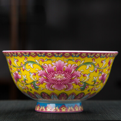 Jingdezhen - keramická miska, čínsky riad, miska z kostného porcelánu na ryžu, ručne vyrobená, krásny kvetinový vzor, darčeková porcelánová miska
