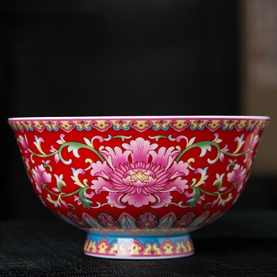 Jingdezhen - keramická miska, čínsky riad, miska z kostného porcelánu na ryžu, ručne vyrobená, krásny kvetinový vzor, darčeková porcelánová miska