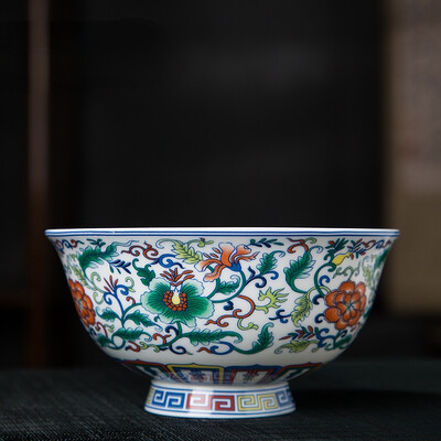 Jingdezhen - keramická miska, čínsky riad, miska z kostného porcelánu na ryžu, ručne vyrobená, krásny kvetinový vzor, darčeková porcelánová miska