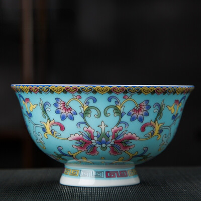 Jingdezhen - keramická miska, čínsky riad, miska z kostného porcelánu na ryžu, ručne vyrobená, krásny kvetinový vzor, darčeková porcelánová miska