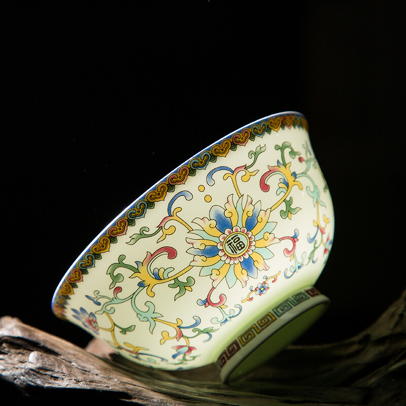 Jingdezhen - keramická miska, čínsky riad, miska z kostného porcelánu na ryžu, ručne vyrobená, krásny kvetinový vzor, darčeková porcelánová miska