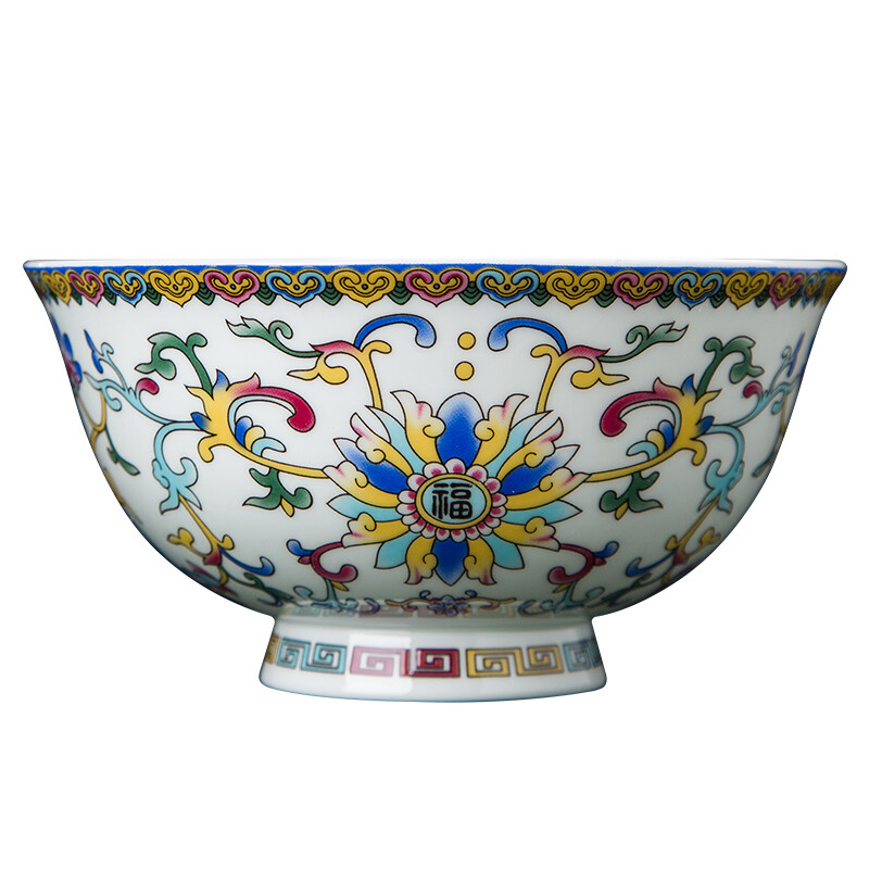 Jingdezhen - keramická miska, čínsky riad, miska z kostného porcelánu na ryžu, ručne vyrobená, krásny kvetinový vzor, darčeková porcelánová miska