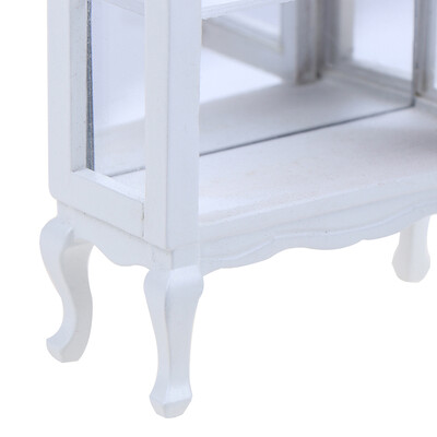 1:12 Babaház miniatűr bútor fehér fa vitrin szekrény vitrin