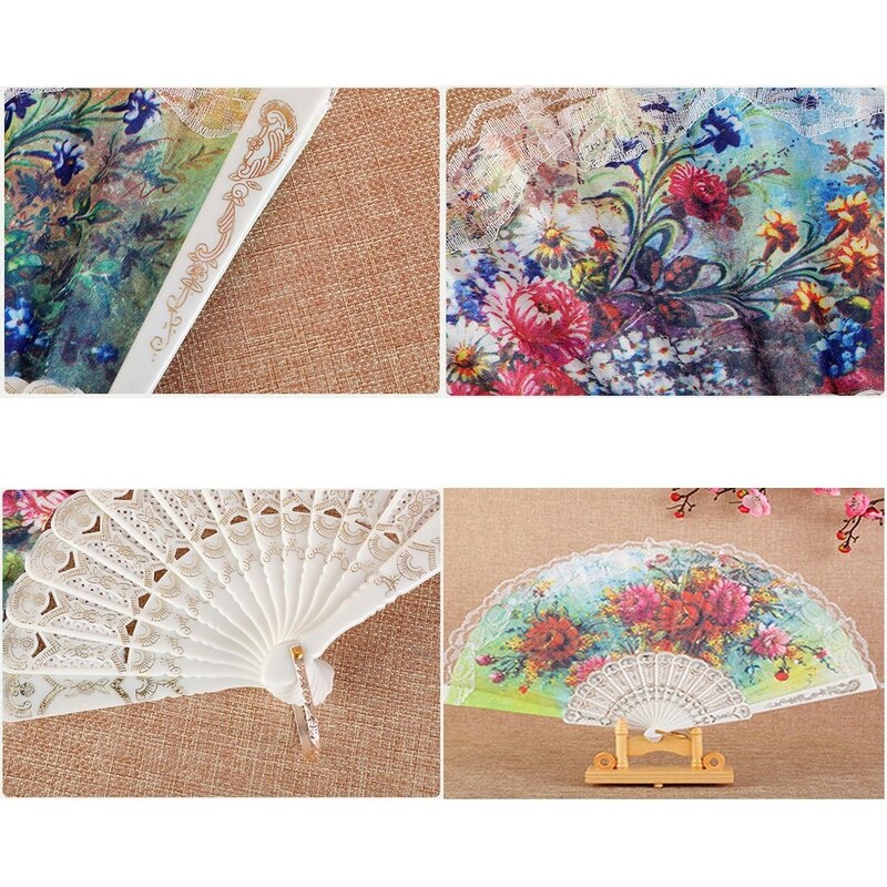 Csipke kínai stílusú összecsukható legyező kínai stílusú festés gyémánt selyem + műanyag Han ruházati kiegészítők otthoni dekorációk