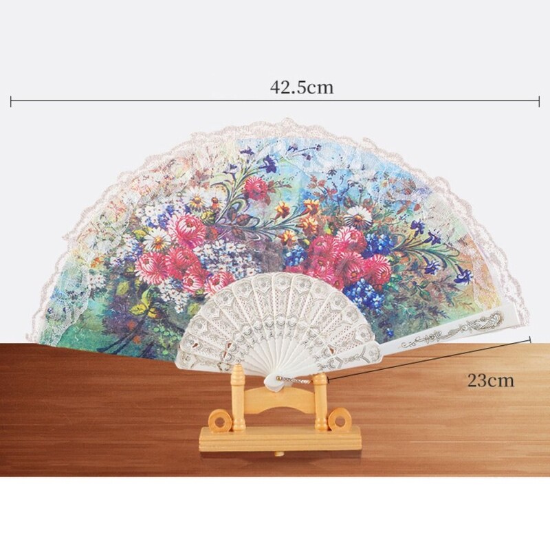 Csipke kínai stílusú összecsukható legyező kínai stílusú festés gyémánt selyem + műanyag Han ruházati kiegészítők otthoni dekorációk