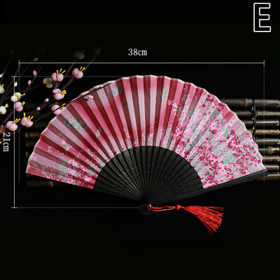 1db Ősi szilvavirág selyem összecsukható legyező kínai stílusú Hanfu díszített kézi legyezők Kézműves ajándék Elegáns faragott bambusz tánclegyező