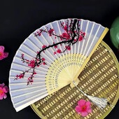Starinska sklopiva lepeza od bambusa, kineski stil, ljetna ženska plesna lepeza, prijenosna elegantna ručna ventilatora s cvijećem Izvrsni darovi