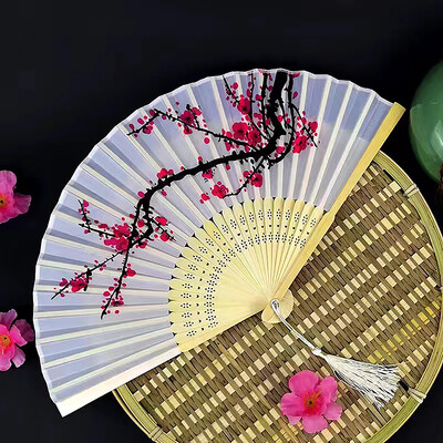 Starinska sklopiva lepeza od bambusa, kineski stil, ljetna ženska plesna lepeza, prijenosna elegantna ručna ventilatora s cvijećem Izvrsni darovi