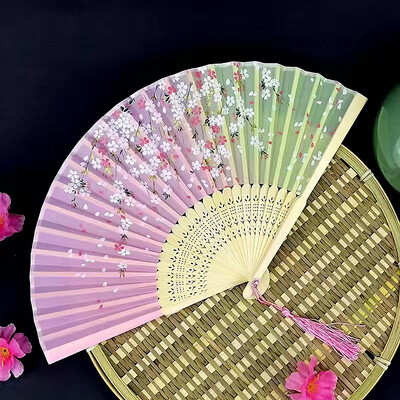 Starinska sklopiva lepeza od bambusa, kineski stil, ljetna ženska plesna lepeza, prijenosna elegantna ručna ventilatora s cvijećem Izvrsni darovi