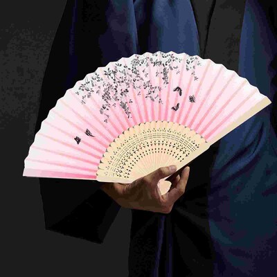Ručný ventilátor Skladací Vintage Dekor Dekorácia Ručný tanečný tanec Ružová
