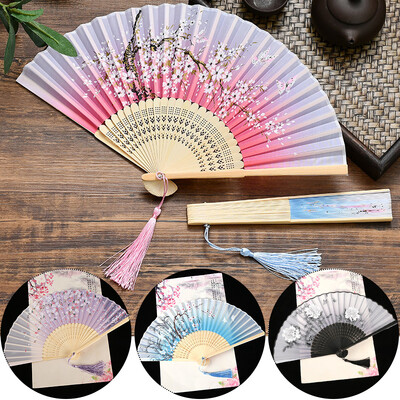 Zīda ventilators ķīniešu japāņu stila saliekamais ventilators mājas dekorēšana ornamenti raksti māksla amatniecība dāvana kāzu deju roku ventilators
