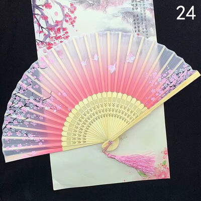 Retro hodvábny skladací vejár, čínsky japonský kvetinový vzor, umelecké remeslo, darček, ručný vejár, svadobný večierok, tanečný vejár, bytová dekorácia