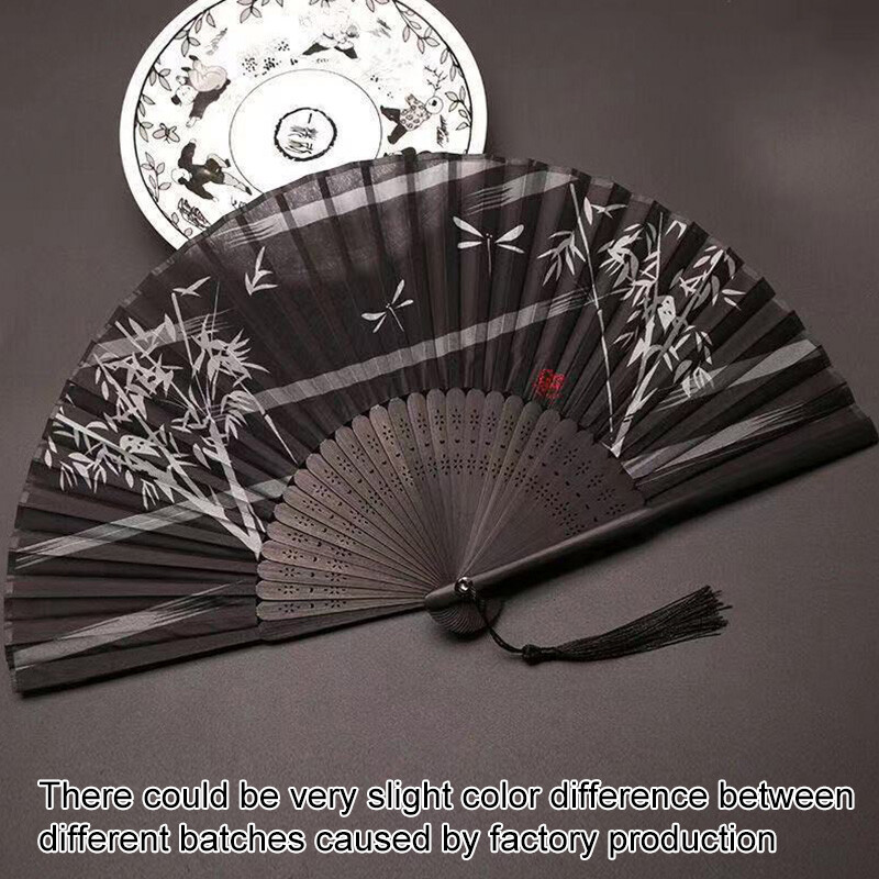 Retro hodvábny skladací vejár, čínsky japonský kvetinový vzor, umelecké remeslo, darček, ručný vejár, svadobný večierok, tanečný vejár, bytová dekorácia