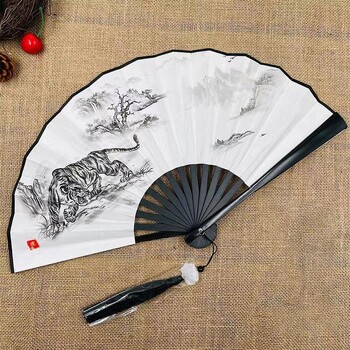 Retro Dragon Folding Fan National Style Man Woman Hanfu Ρετρό φορητός ανθεκτικός ανεμιστήρας διπλής όψης μοτίβο μεταξωτό πανί 8 ιντσών