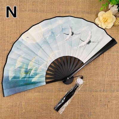 Retro drak skladací ventilátor v národnom štýle muž žena hanfu retro prenosný odolný obojstranný vzor hodvábny ventilátor 8 palcov