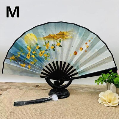Retro drak skladací ventilátor v národnom štýle muž žena hanfu retro prenosný odolný obojstranný vzor hodvábny ventilátor 8 palcov