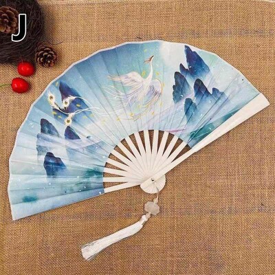Retro drak skladací ventilátor v národnom štýle muž žena hanfu retro prenosný odolný obojstranný vzor hodvábny ventilátor 8 palcov