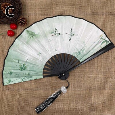 Retro drak skladací ventilátor v národnom štýle muž žena hanfu retro prenosný odolný obojstranný vzor hodvábny ventilátor 8 palcov